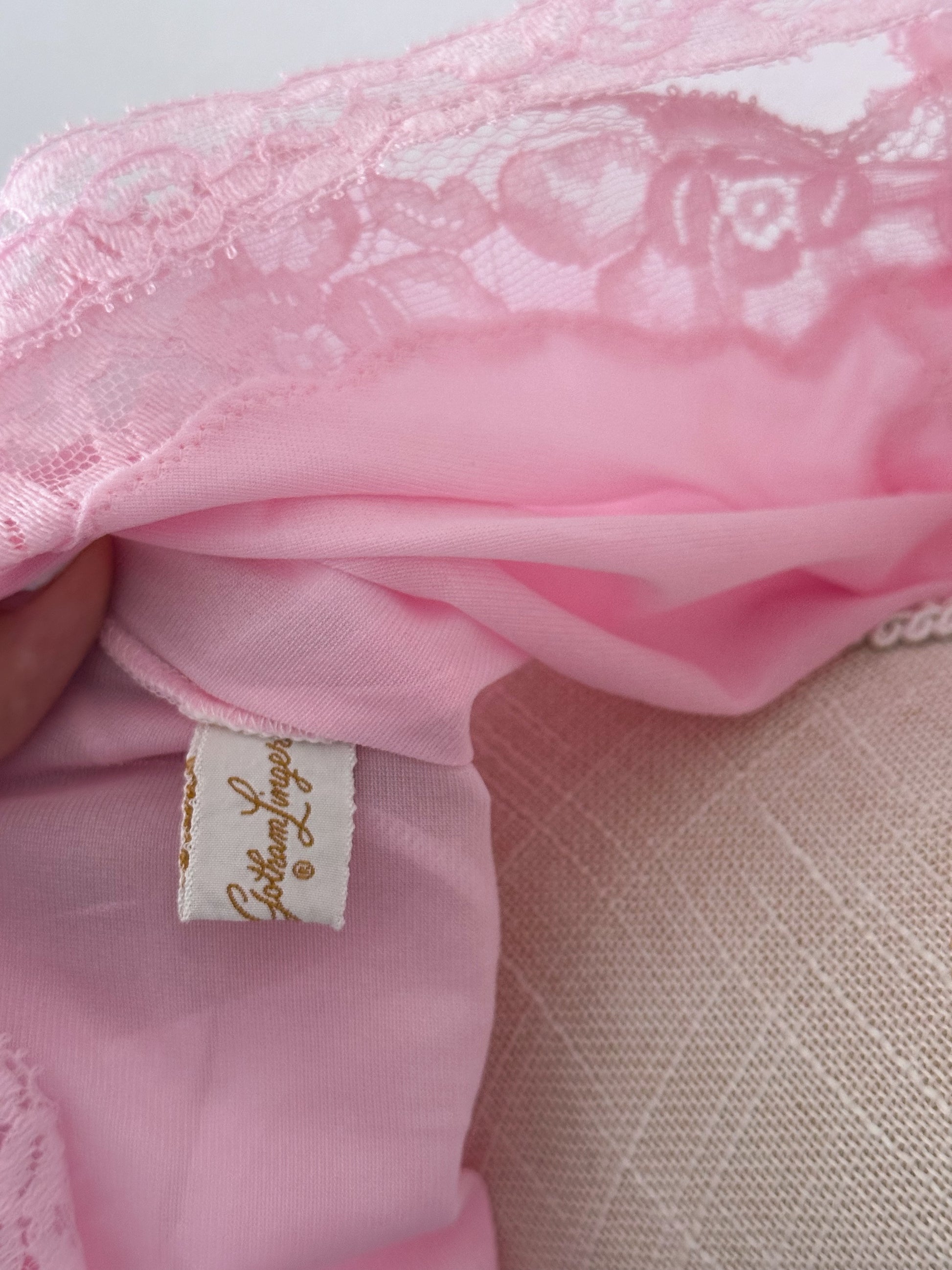 Vintage 1950s pink sheer baby doll nightgown slip dress Size: M