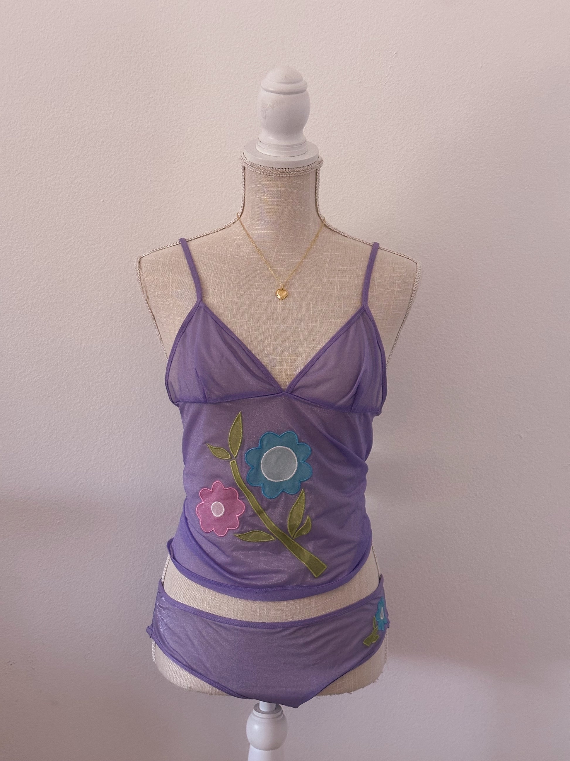 Vintage Victoria's Secret purple floral cami set size: L