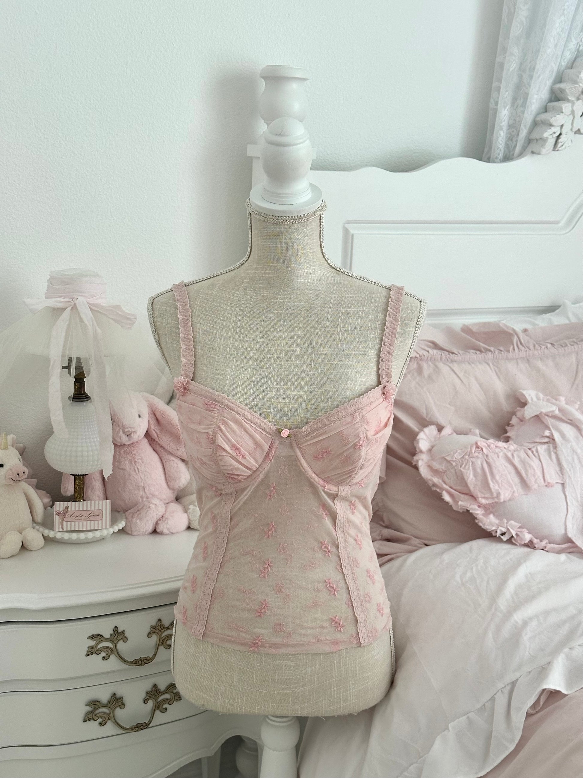Vintage Y2K Rampage Pink Floral Bustier Corset Top Size: 34C
