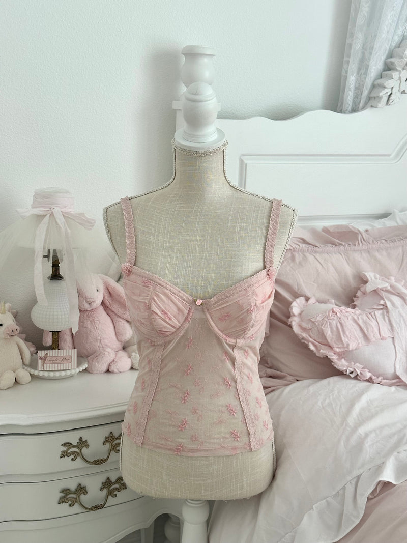 Vintage Y2K Rampage Pink Floral Bustier Corset Top Size: 34C