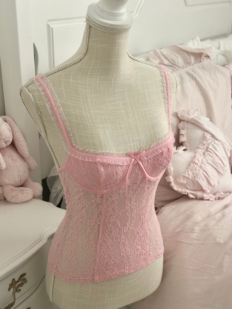 Vintage 2005 Victoria’s Secret Pink Lace Bustier Cami Top Size XS