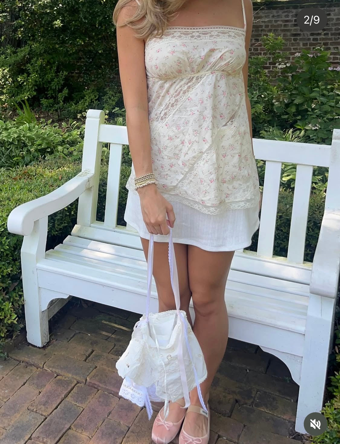 Vintage shabbychic Victoria's Secret cream floral babydoll dress size: M