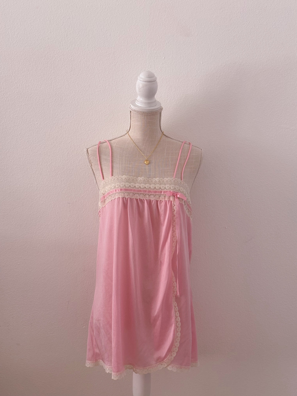 Vintage 1970s pink Babydoll slip dress Size: L
