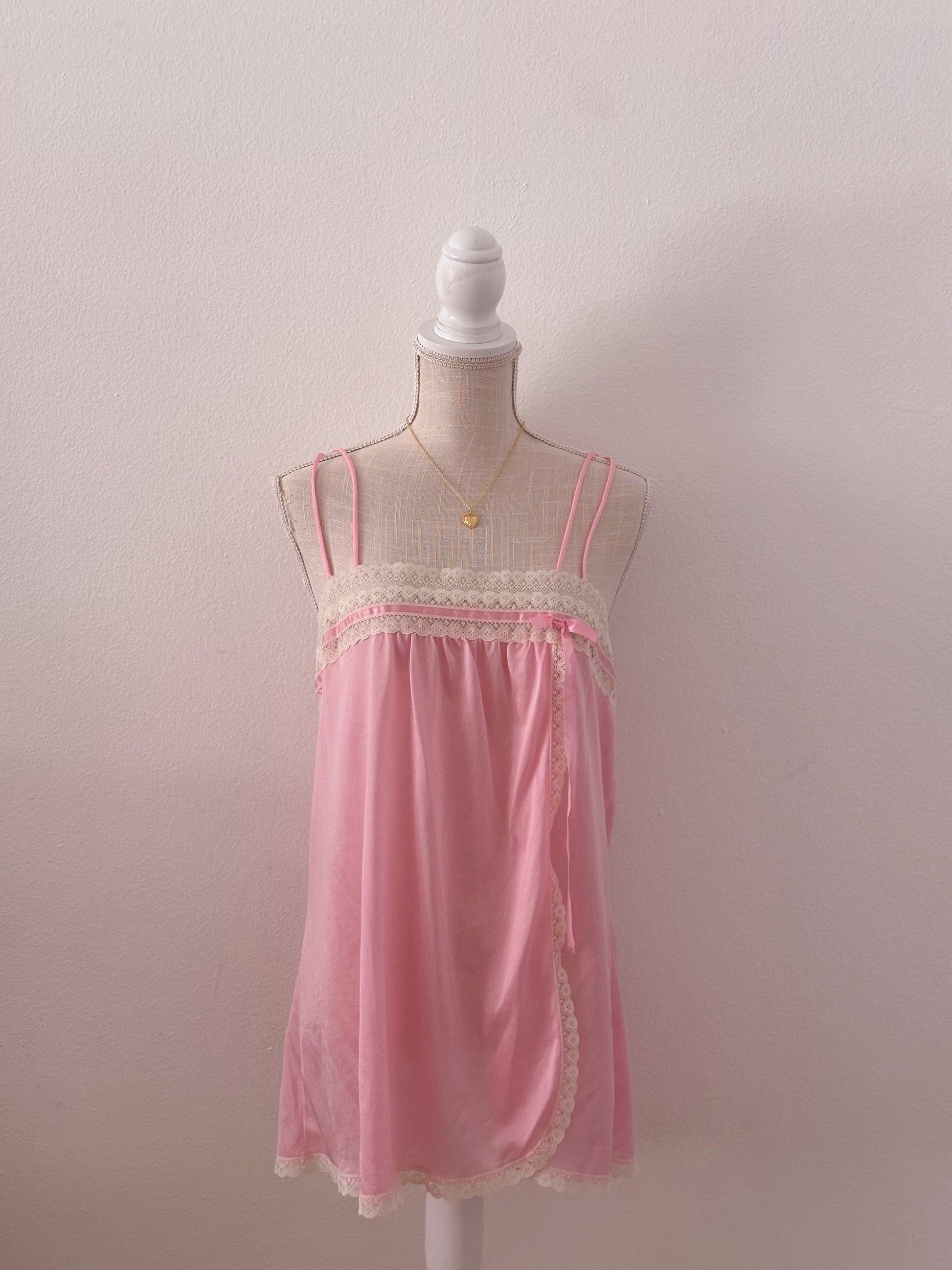 Vintage 1970s pink Babydoll slip dress Size: L