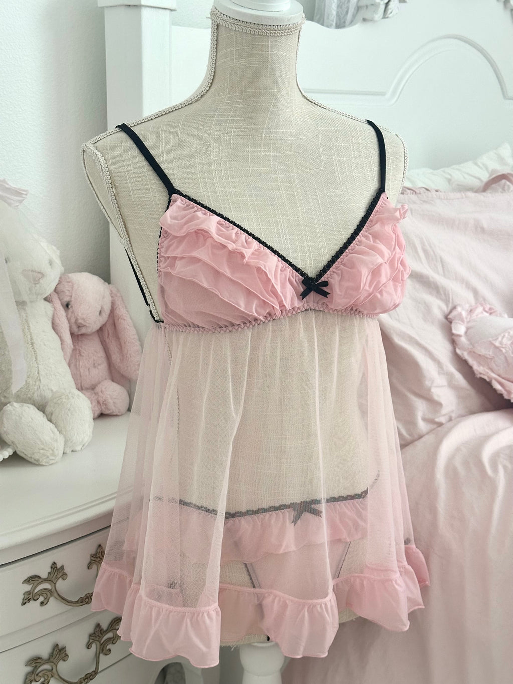 Vintage 2011 Victoria’s Secret Sexy Little Things Pink Babydoll Lingerie Set: M