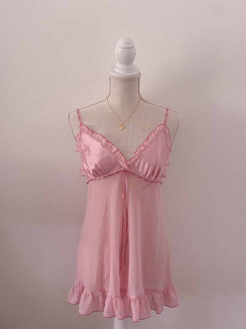 Vintage Victoria's Secret pink babydoll slip dress size: M