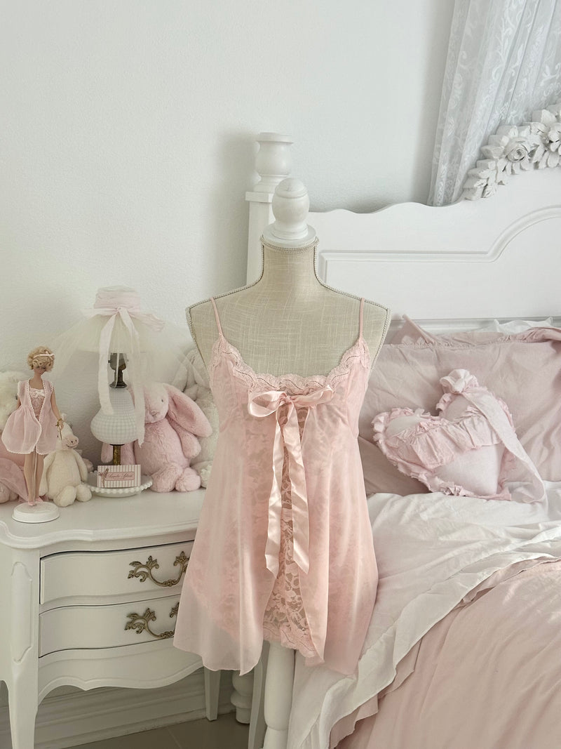 Vintage 1990s Victoria’s Secret Pink Sheer Babydoll Slip Dress Size: S