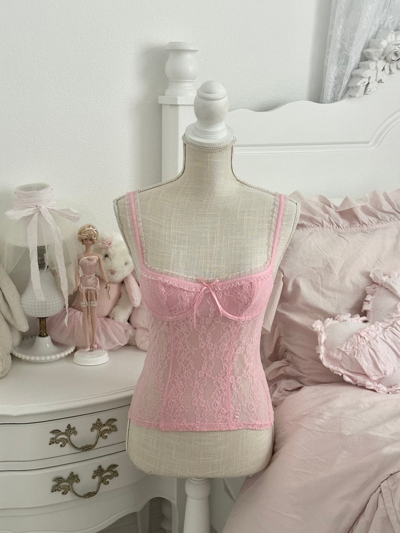 Vintage 2005 Victoria’s Secret Pink Lace Bustier Cami Top Size XS