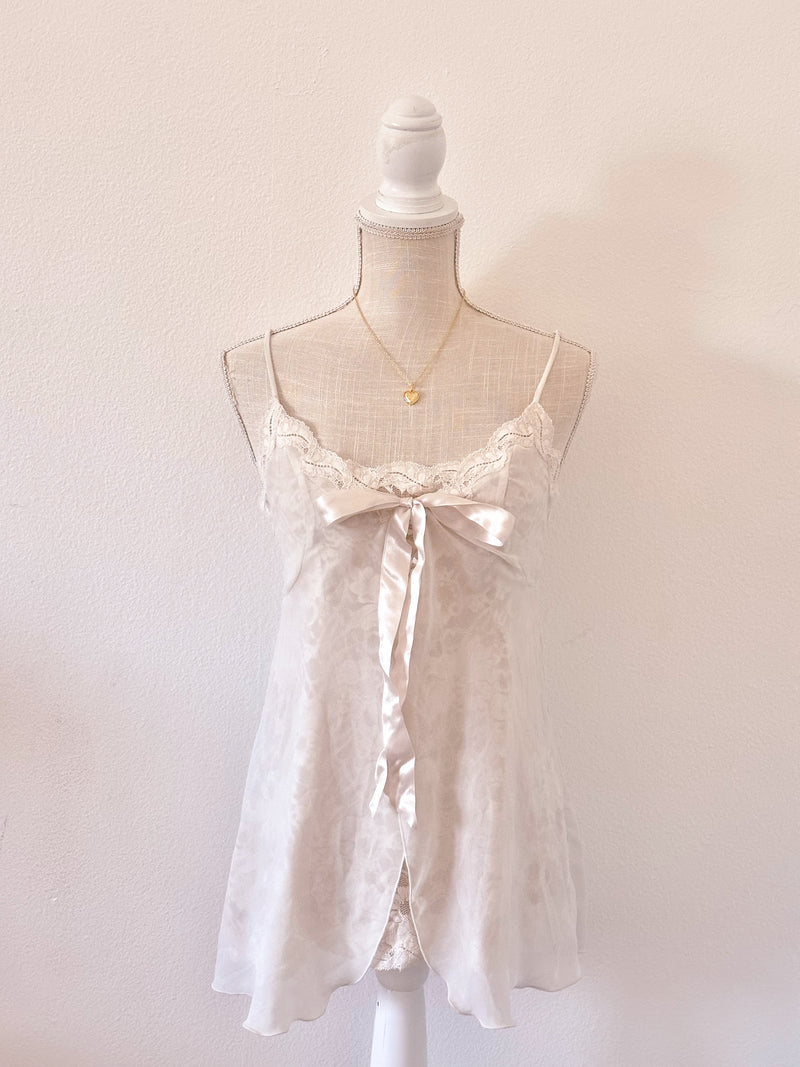 Vintage 1990s Victoria’s Secret White Shabby Chic Babydoll Slip Dress Size: S