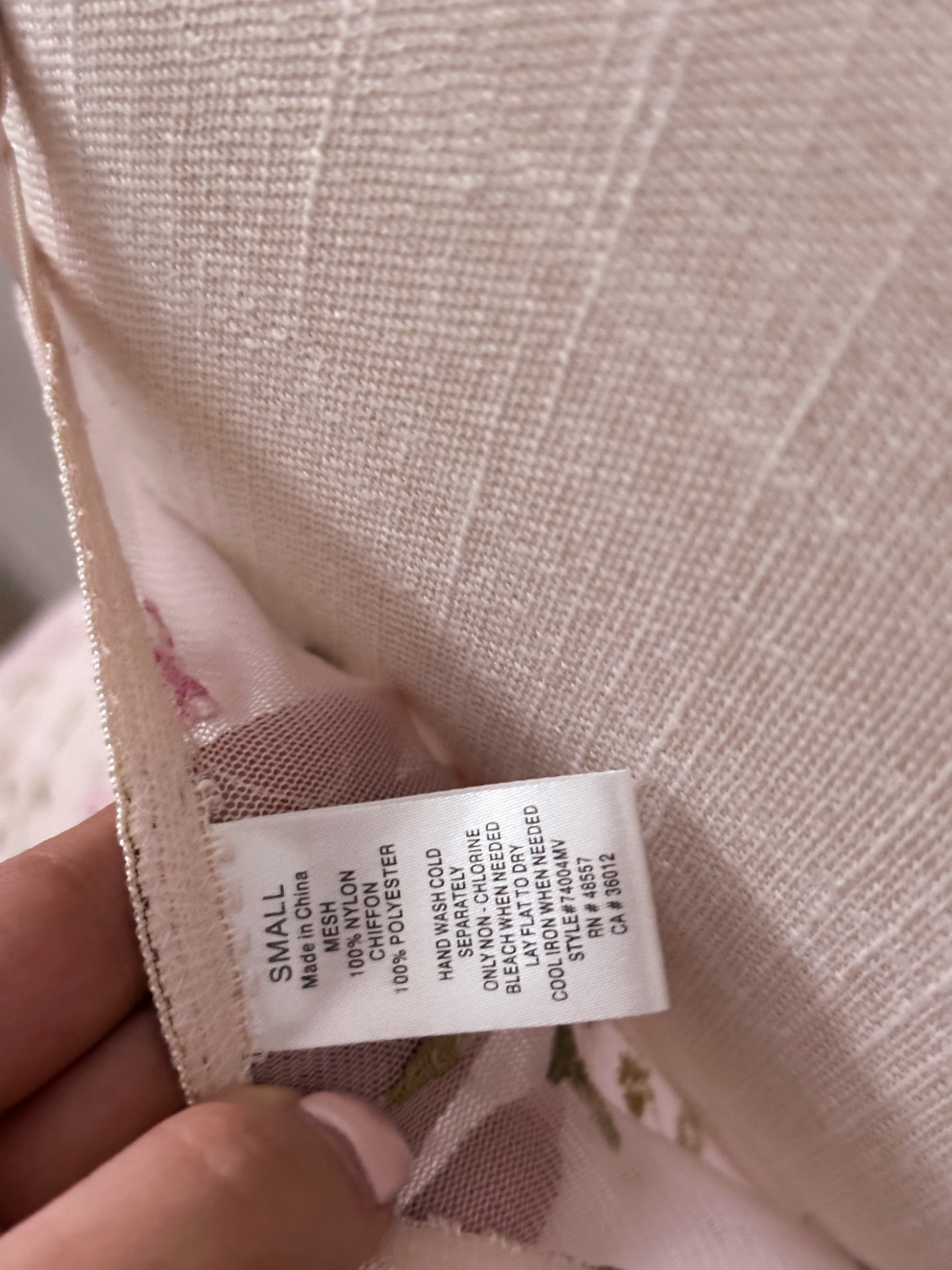 Vintage pink shabby chic floral Babydoll slip dress size: S