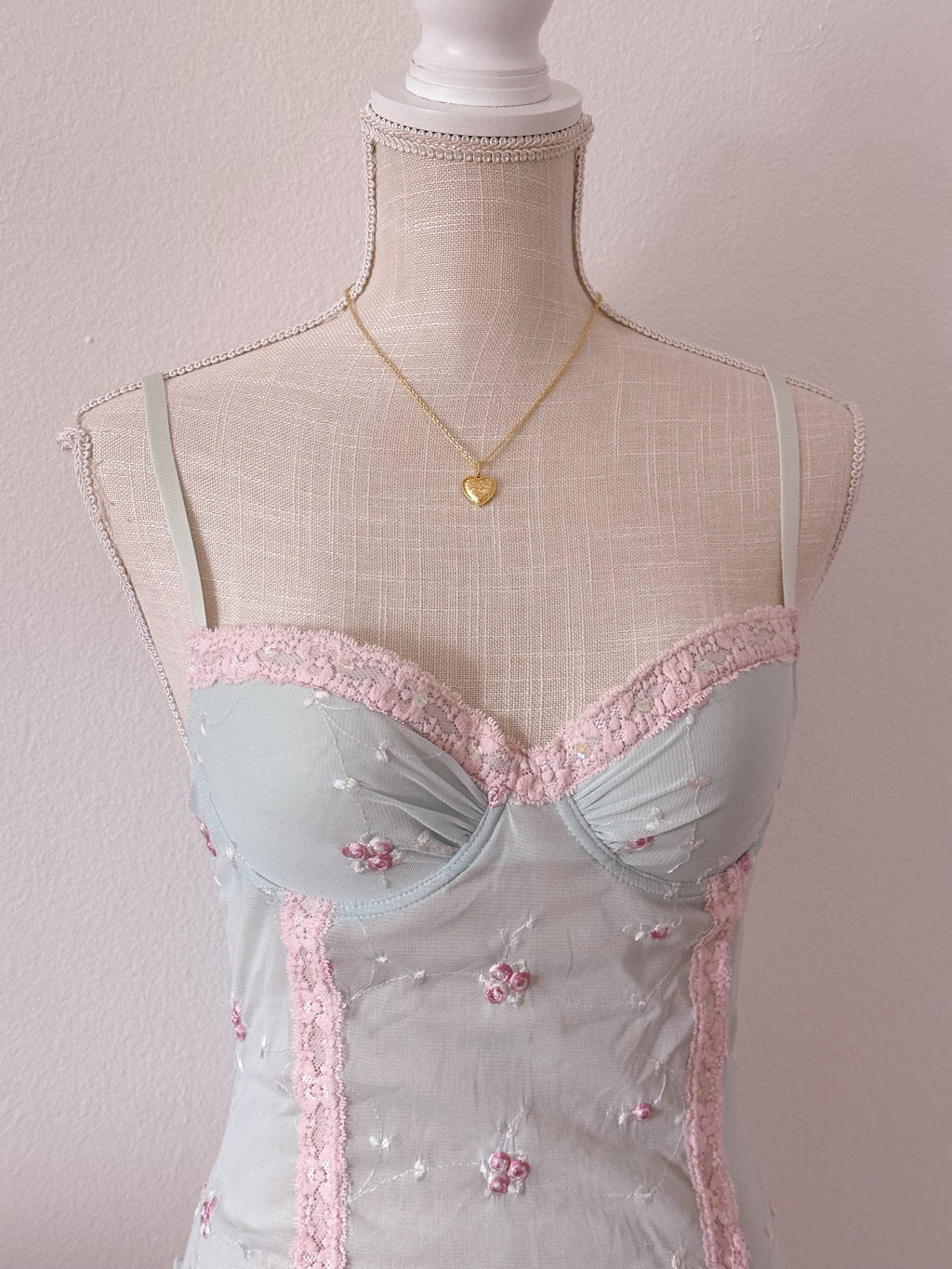 Victoria's Secret blue and pink bustier cami corset top from 2004