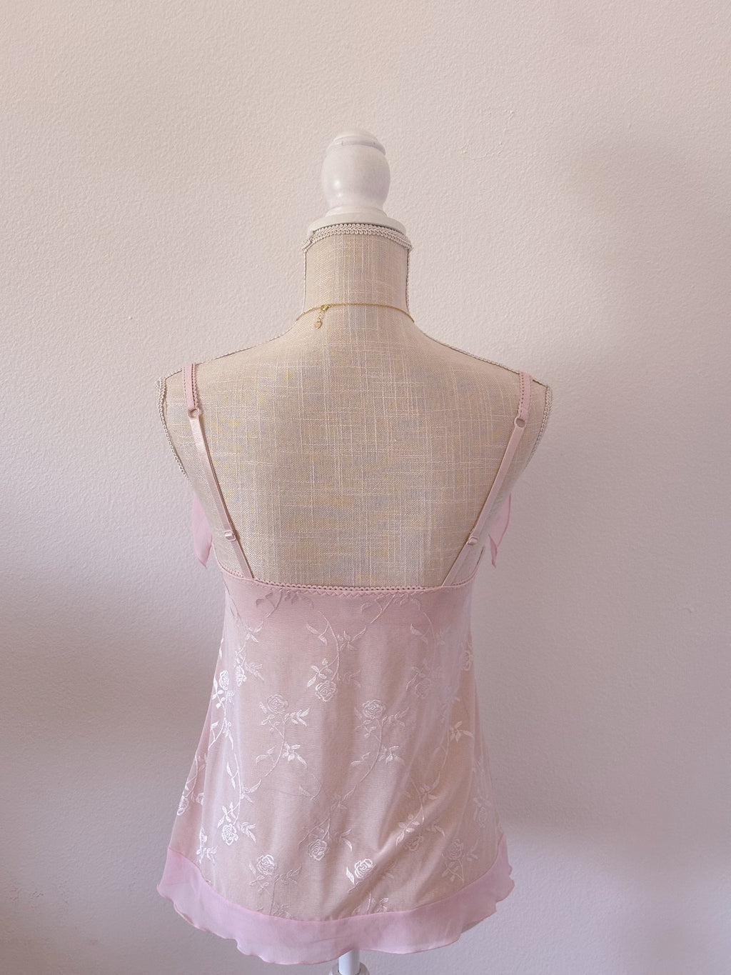 Vintage pink rosette rampage bustier cami babydoll top size: Small