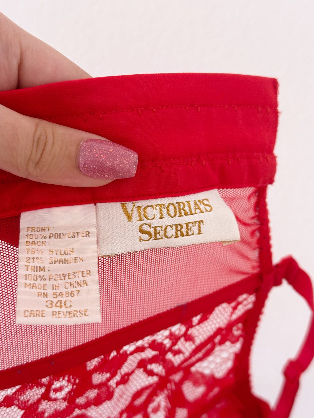 Vintage Victoria's Secret 1970s Gold tag red lingerie set
