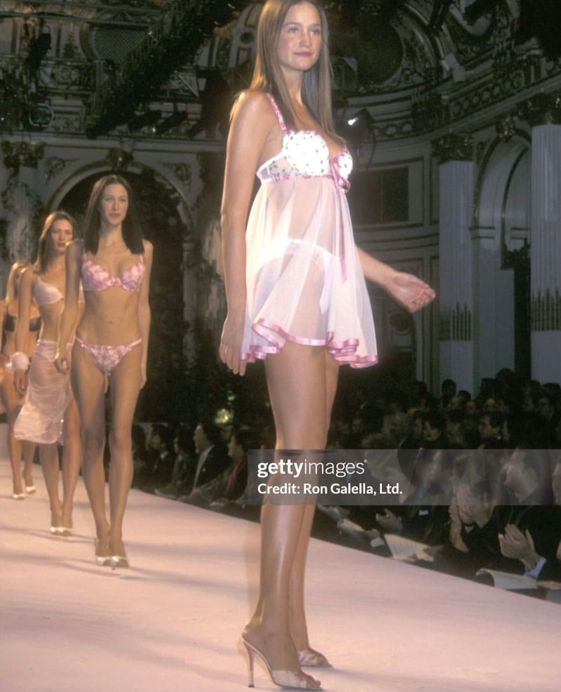 Vintage Victoria's Secret runway white floral fairy babydoll slip dress size: 34 C