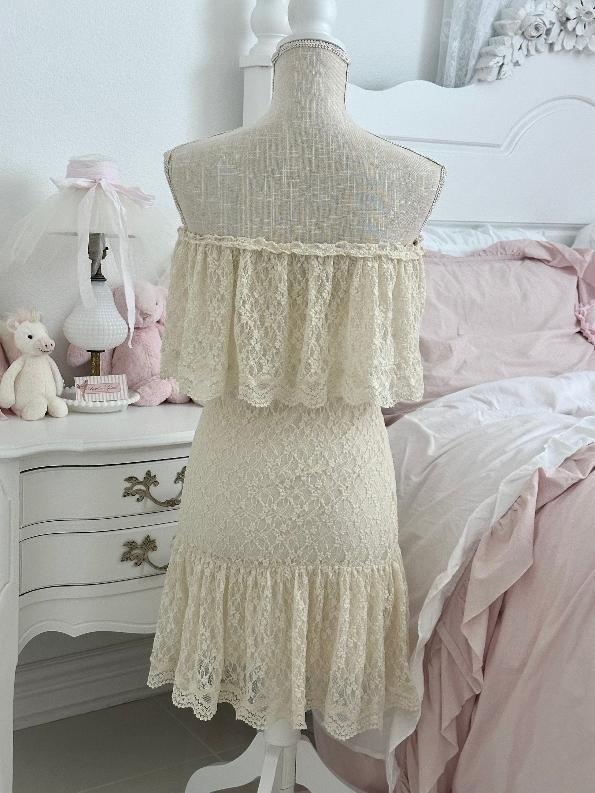 Vintage Victoria’s Secret Moda International Shabby Chic Cream Dress Size: XS