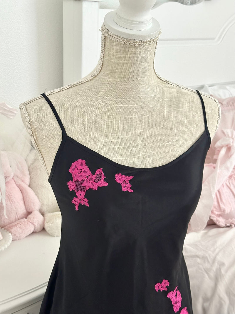 Vintage 2003 Victoria’s Secret Black Satin Slip Dress Size: M