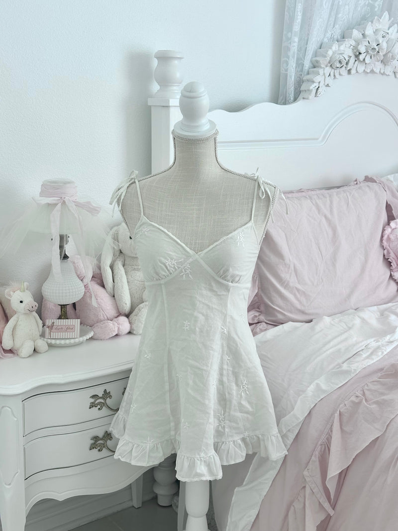 Vintage 2002 Victoria’s Secret White Cotton Babydoll Mini Slip Dress Size: S