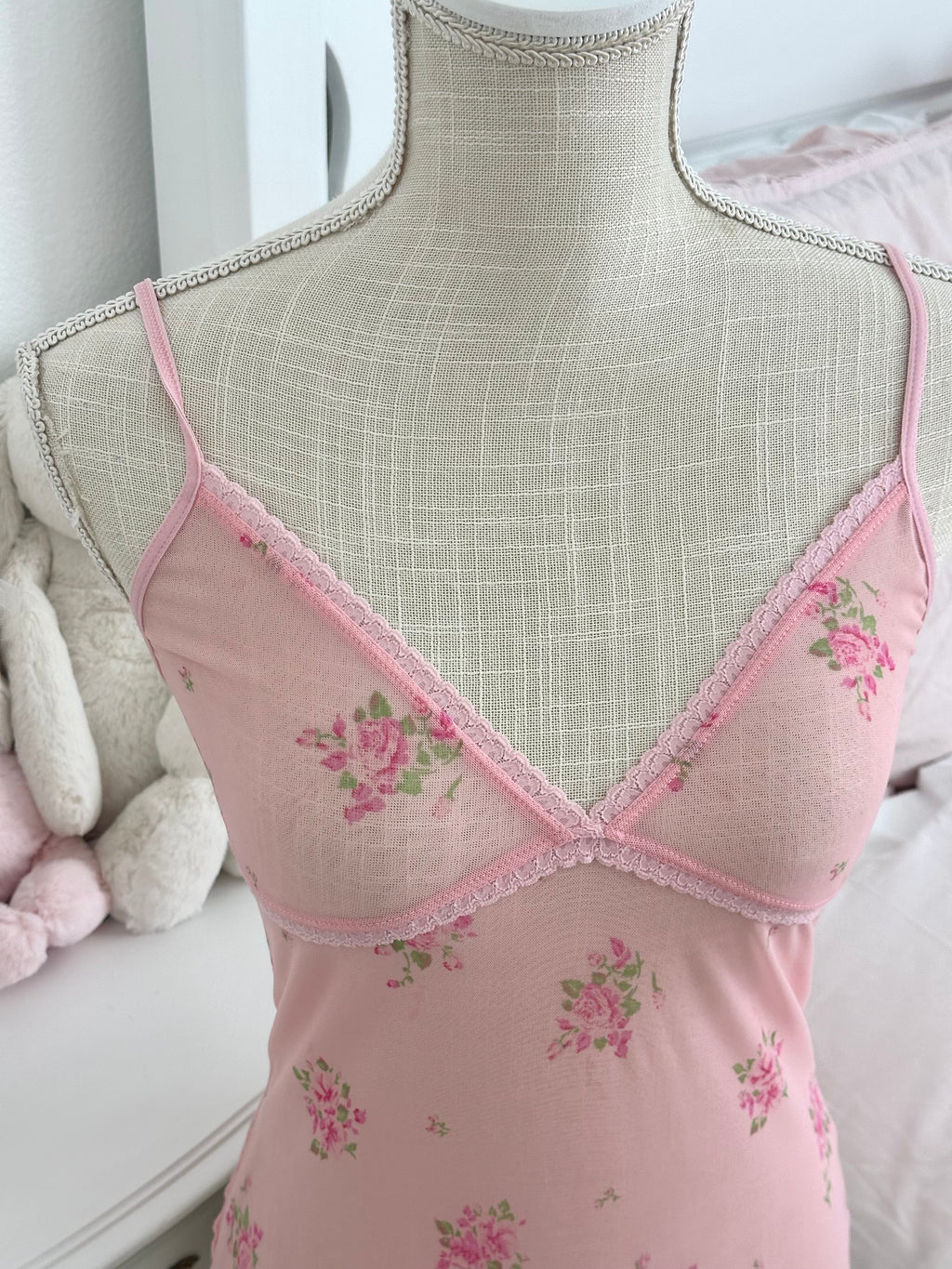 Vintage Y2K Old Navy Pink Sheer Shabby Chic Cami Top Size: S