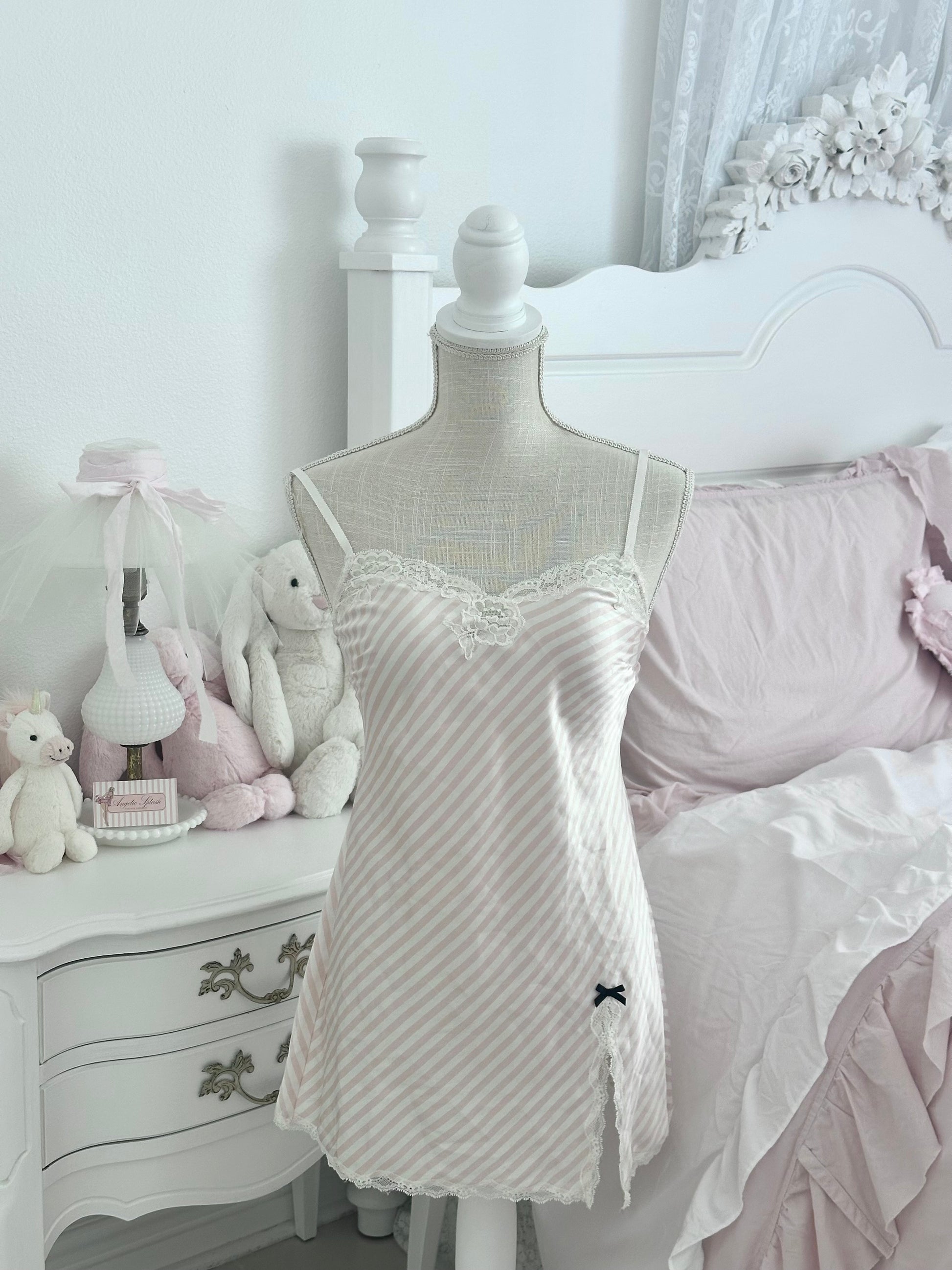 Vintage 2012 Victoria’s Secret Pink & White Stripe Babydoll Slip Dress Size: XS