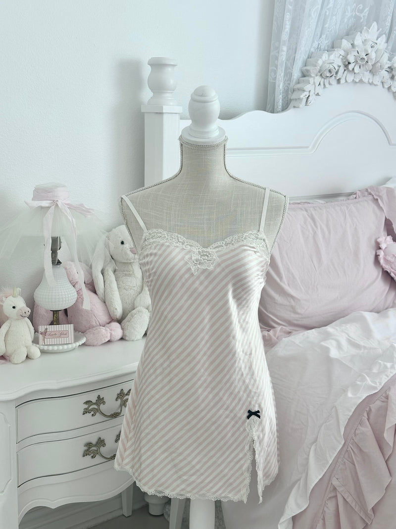 Vintage 2012 Victoria’s Secret Pink & White Stripe Babydoll Slip Dress Size: XS