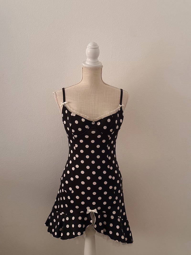 NWTS Victoria's Secret vintage black polka dot slip dress