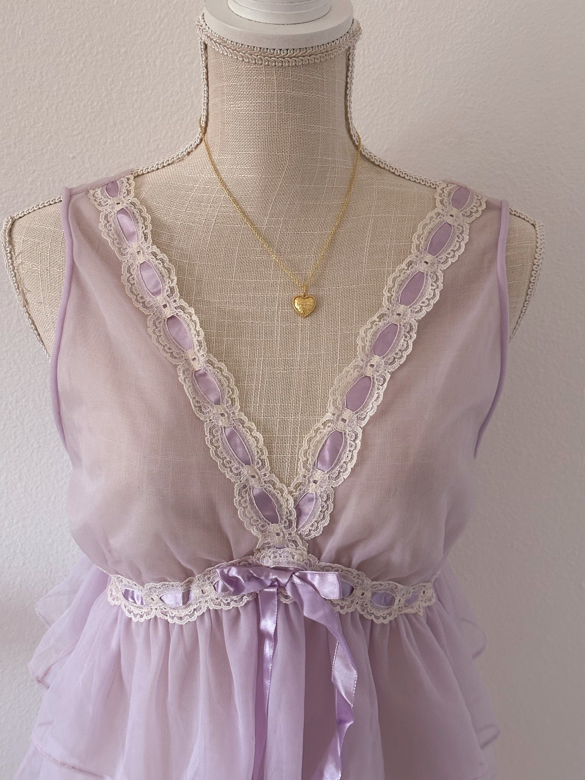 Vintage 1970s purple sheer babydoll top size: S/M