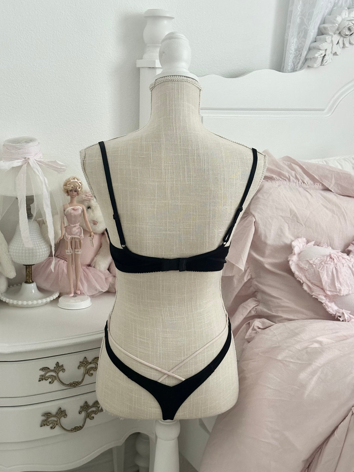 Vintage 2005 Victoria’s Secret Sexy Little Things Black & Pink Lingerie Set 34C / M