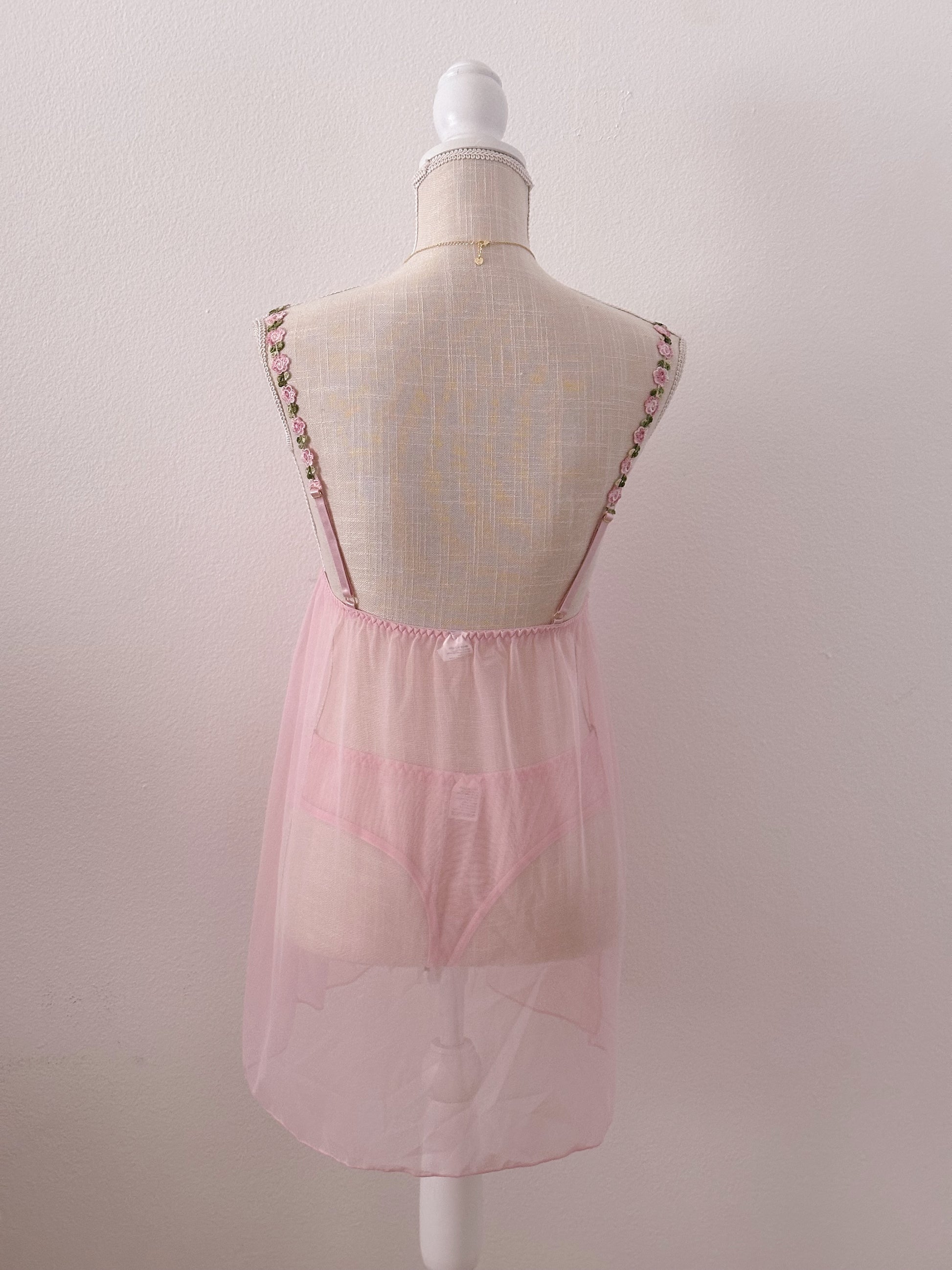Pink shabby chic babydoll set size: S