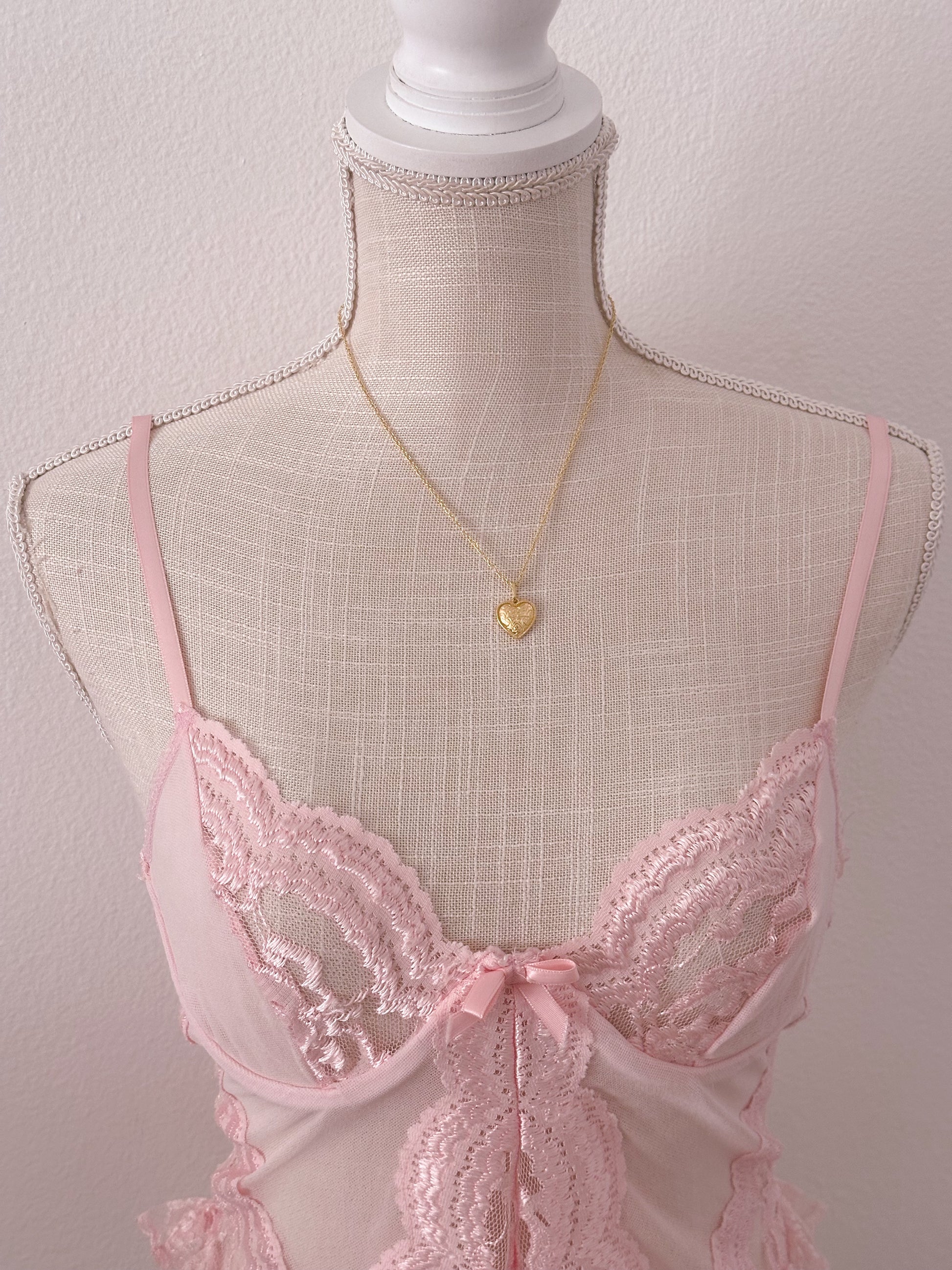 Vintage 1990s sheer pink bustier corset lingerie top size: S