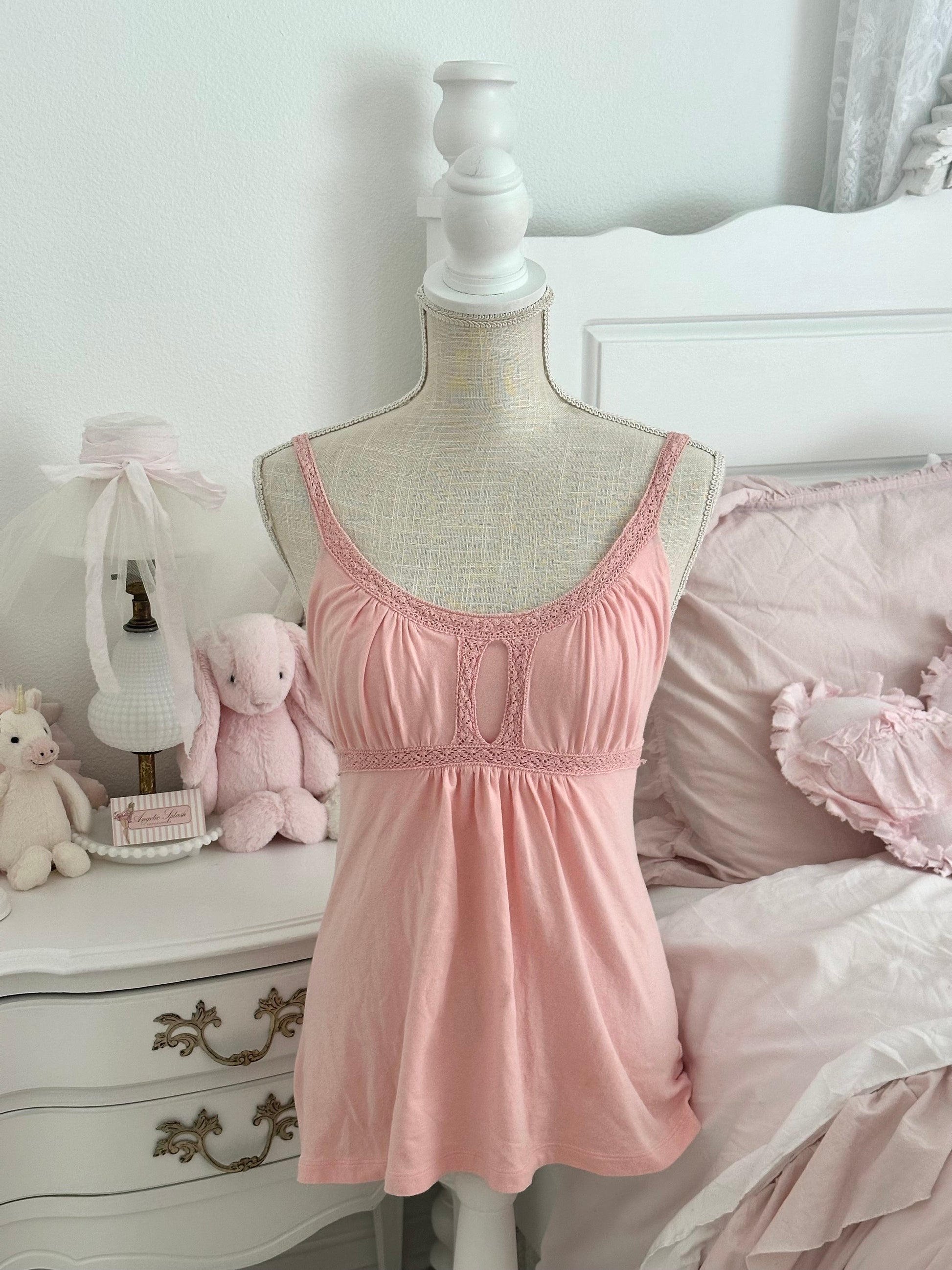 Vintage Y2K Victoria’s Secret MODA International Pink Cotton Cami Top Size: M