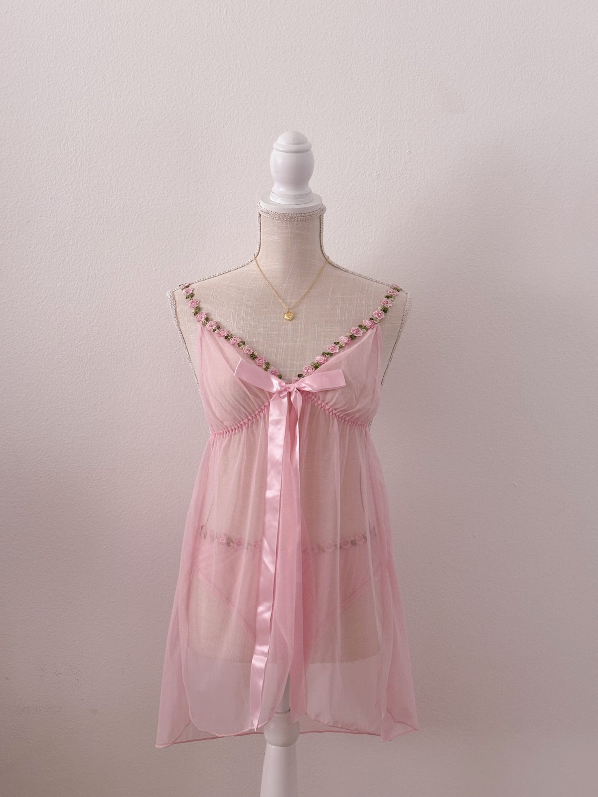 Pink shabby chic babydoll set size: S