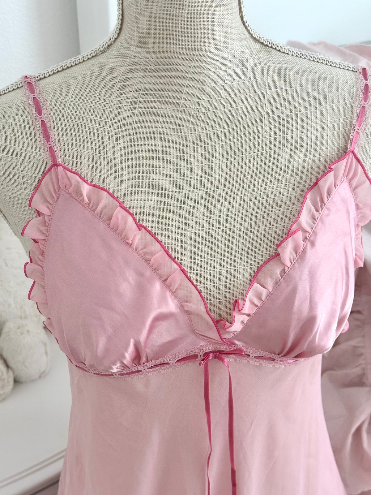 Vintage 2004 Victoria’s Secret Pink Sheer Babydoll Slip Dress Size: S