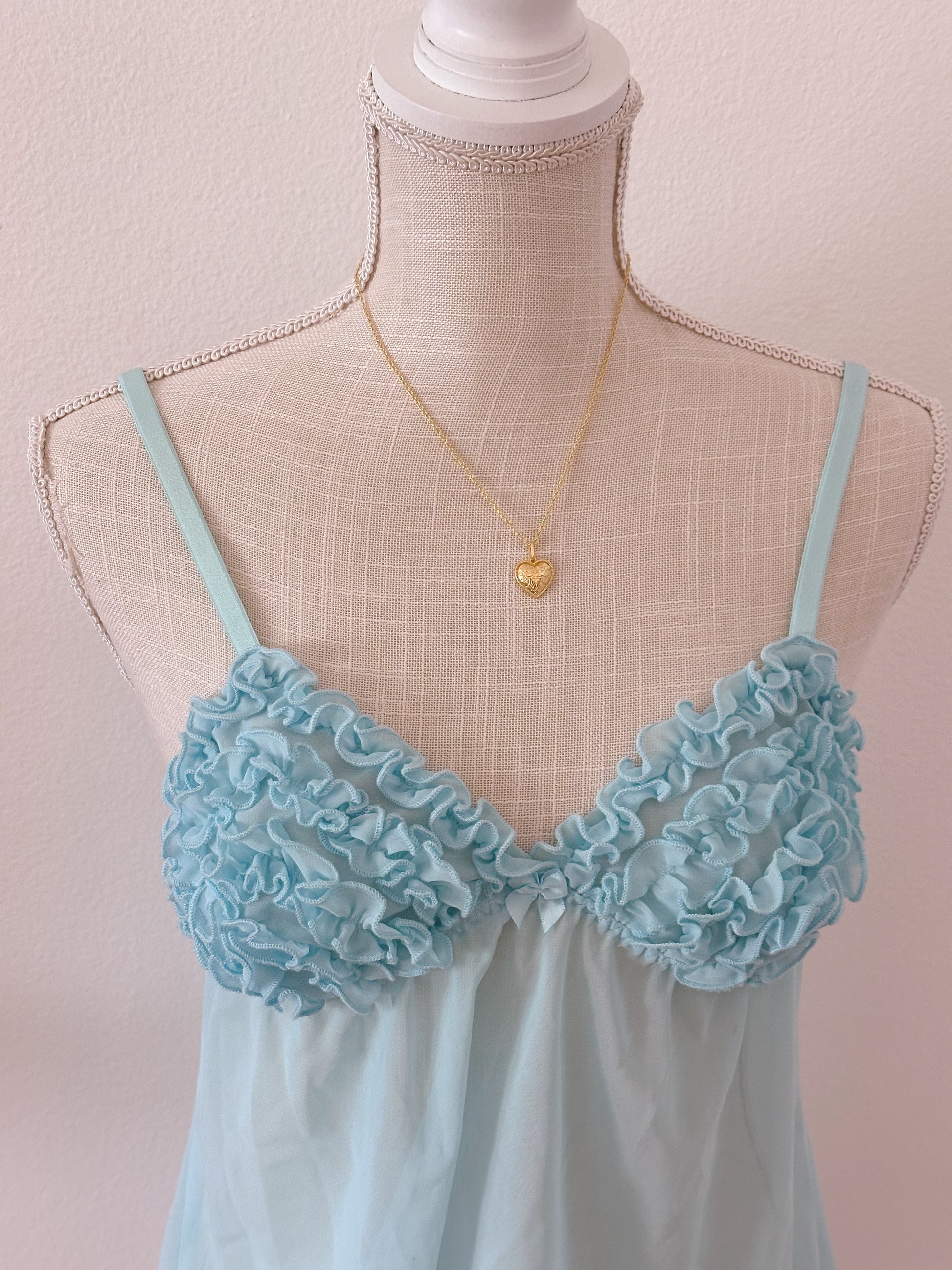 Vintage blue short n sweet babydoll size: S