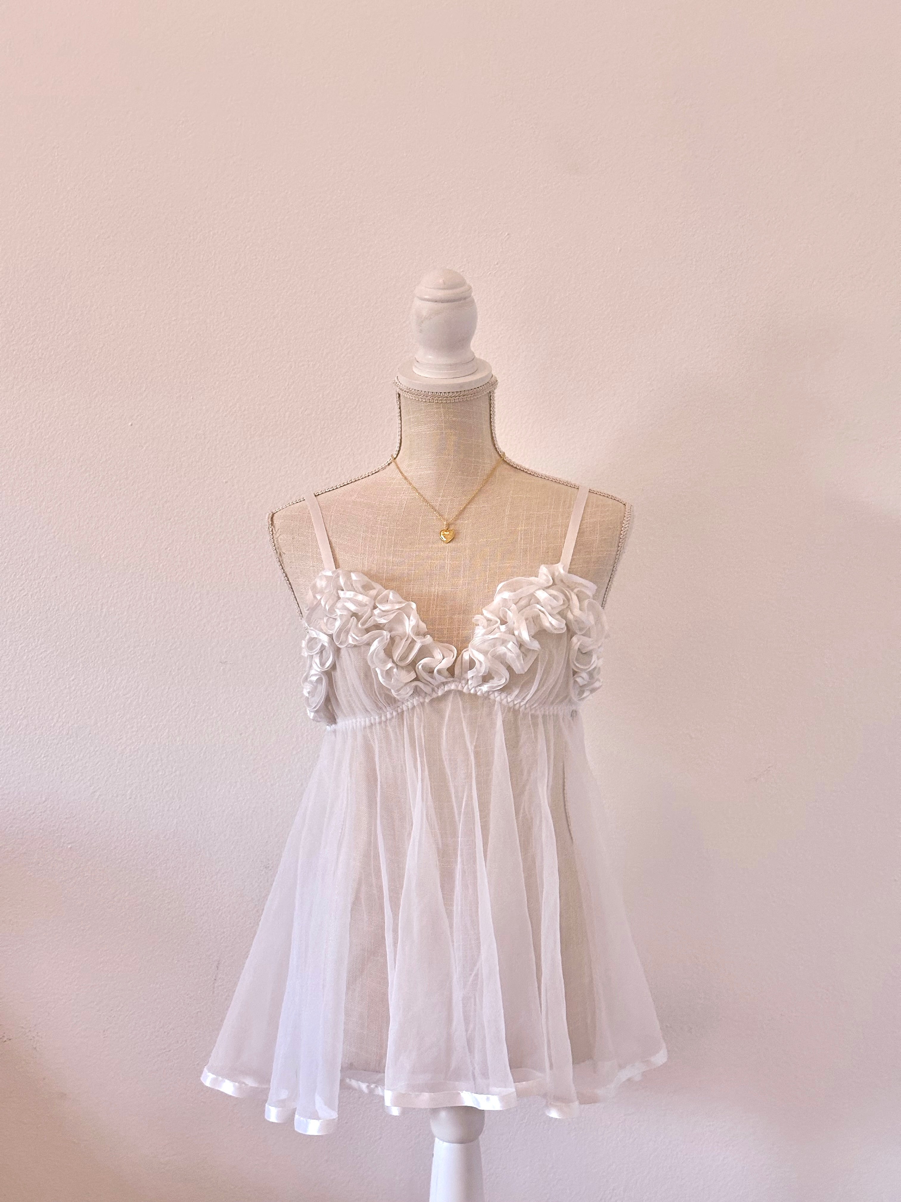 Vintage 1990s Fredricks of Hollywood white sheer babydoll top size: M ...
