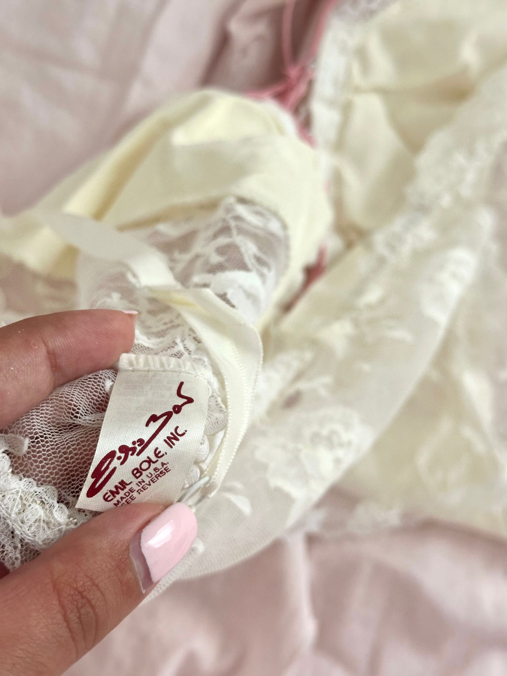 Vintage 90s Emil Bole Ivory Lace Rose Cami Top Size: S