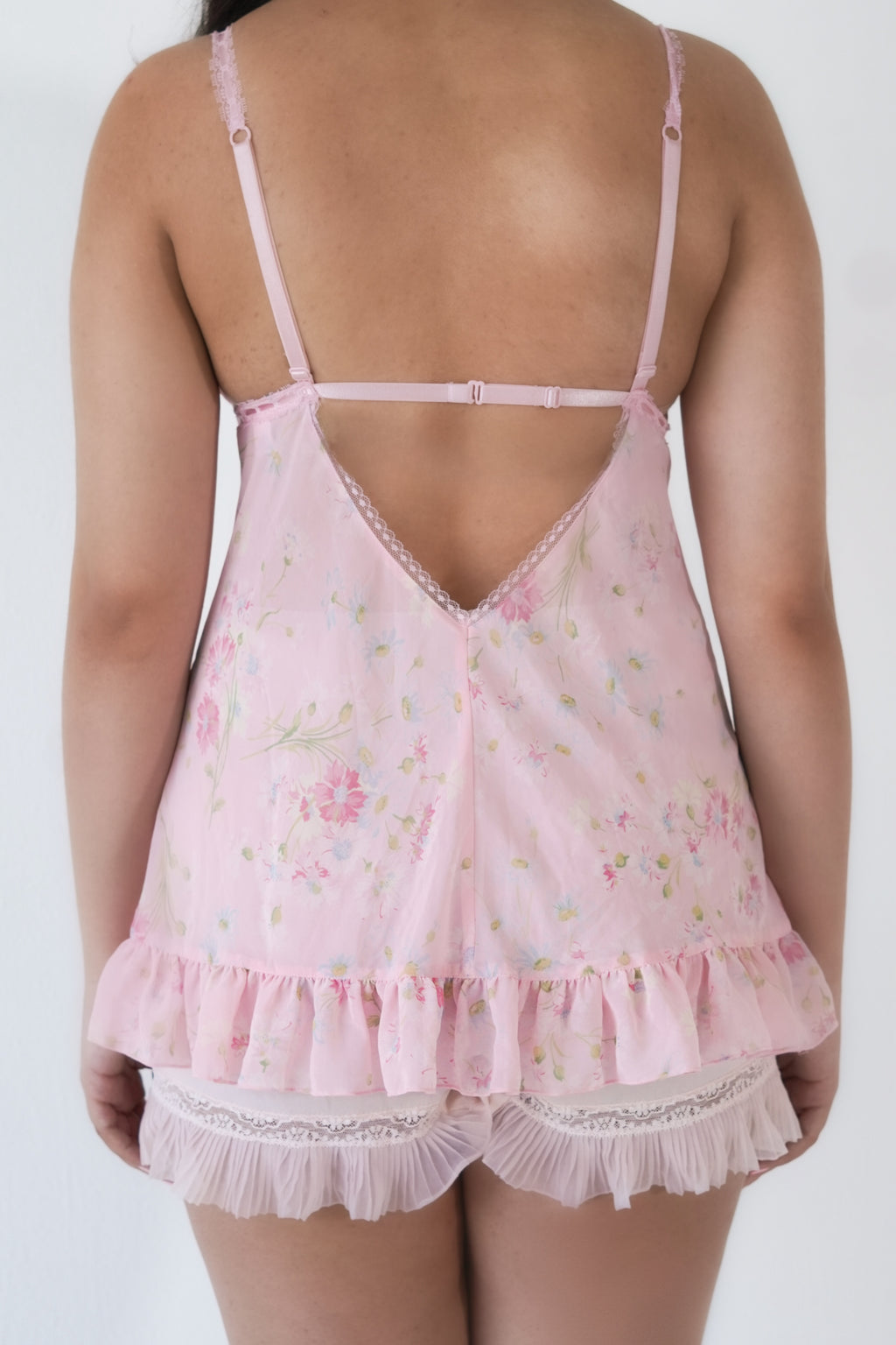 Vintage 2003 Victoria’s Secret Pink Floral Sheer Babydoll Slip Dress Size: XS