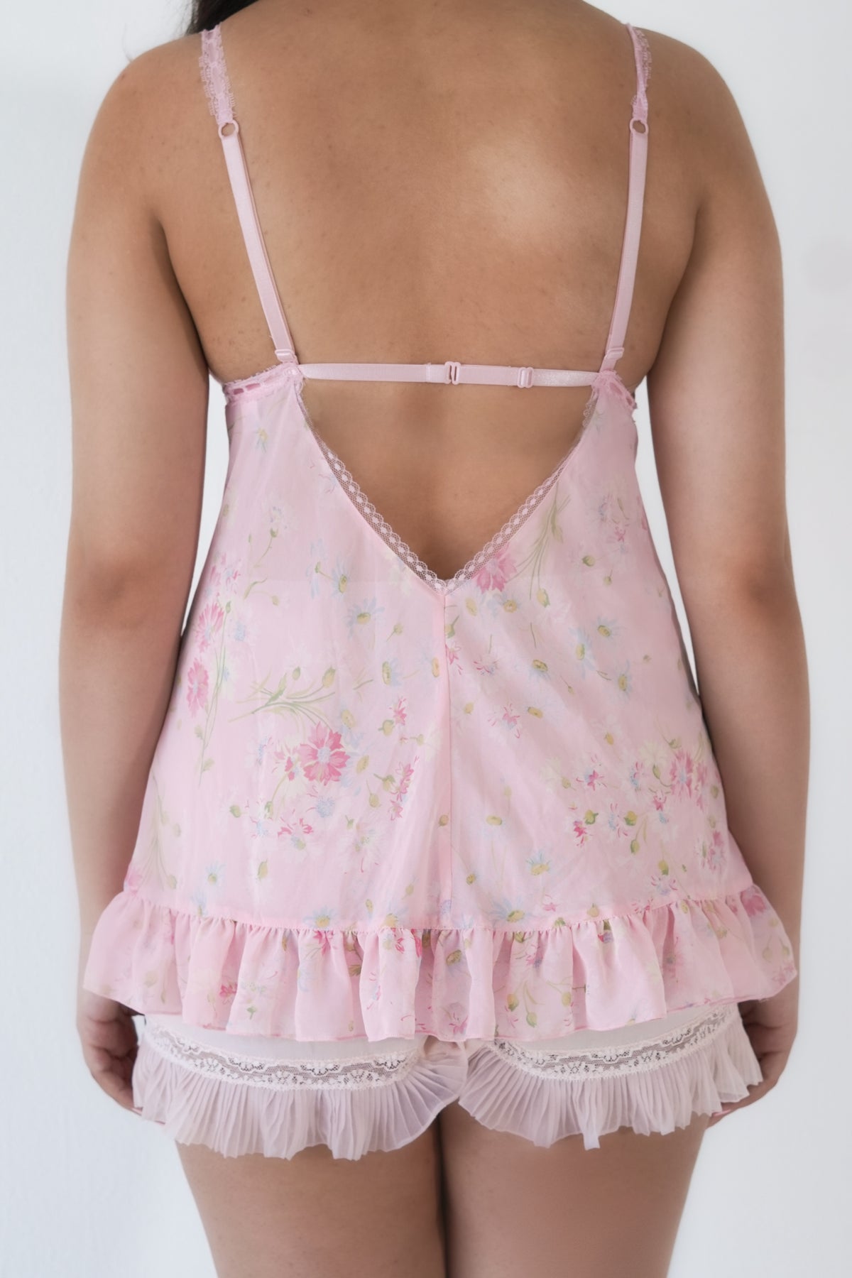 Vintage 2003 Victoria’s Secret Pink Floral Sheer Babydoll Slip Dress Size: XS