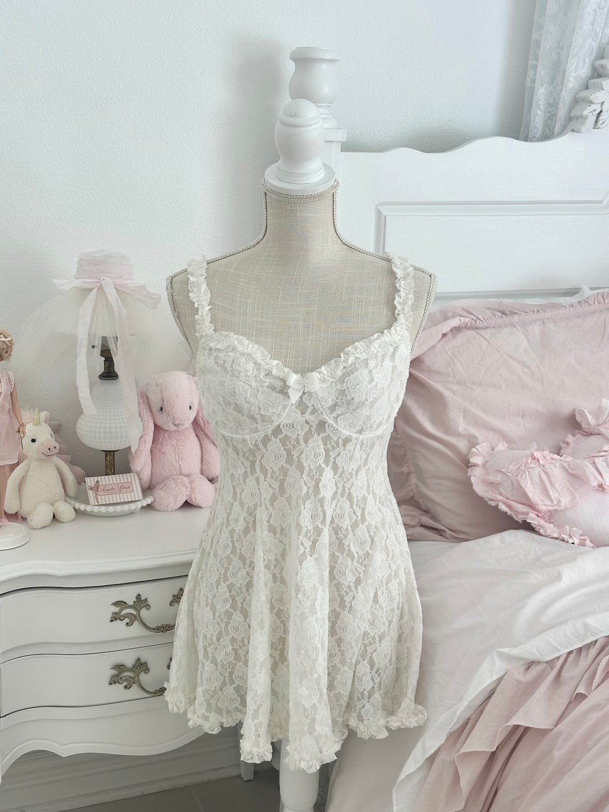 Vintage Cinema Etoile White Babydoll Slip Dress Size: M