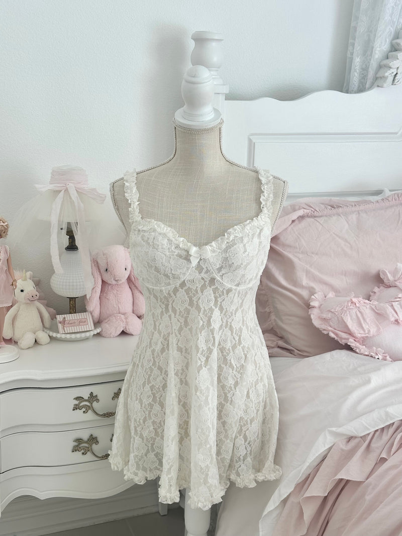 Vintage Cinema Etoile White Babydoll Slip Dress Size: M