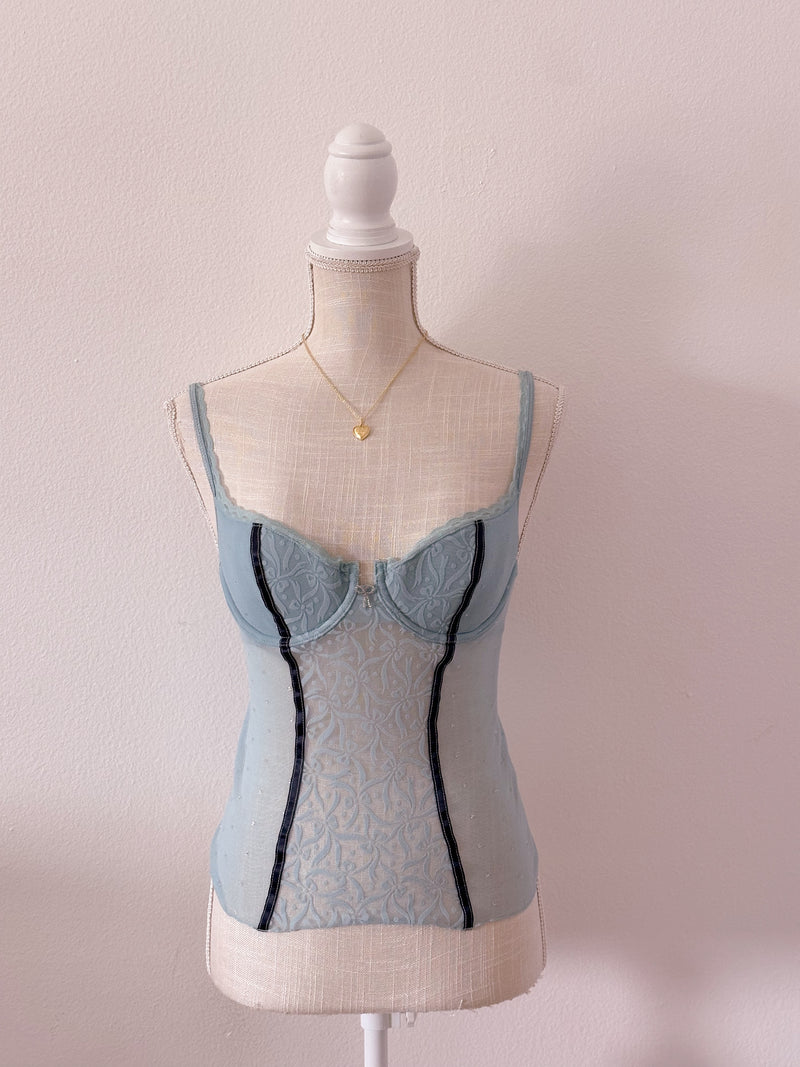 Vintage Victoria's Secret powder blue bustier corset top size: M