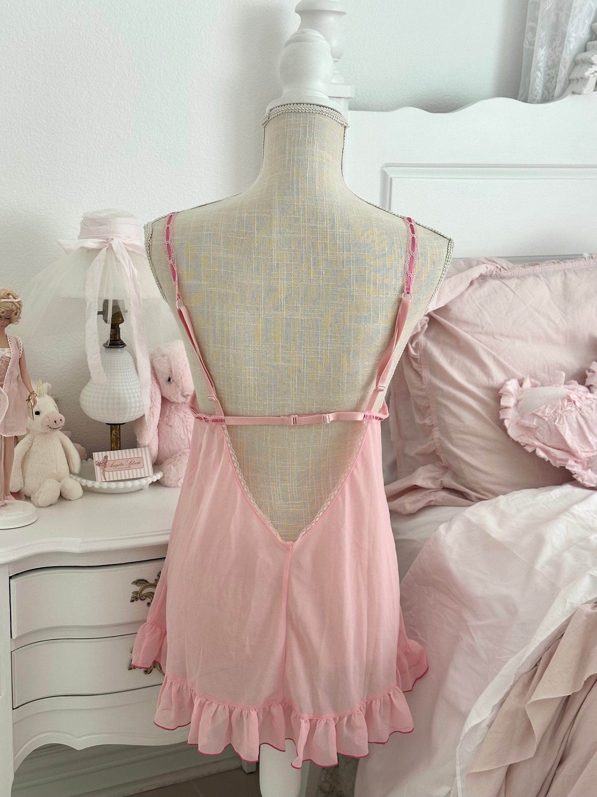 Vintage 2004 Victoria’s Secret Pink Sheer Slip Dress Set Size: M