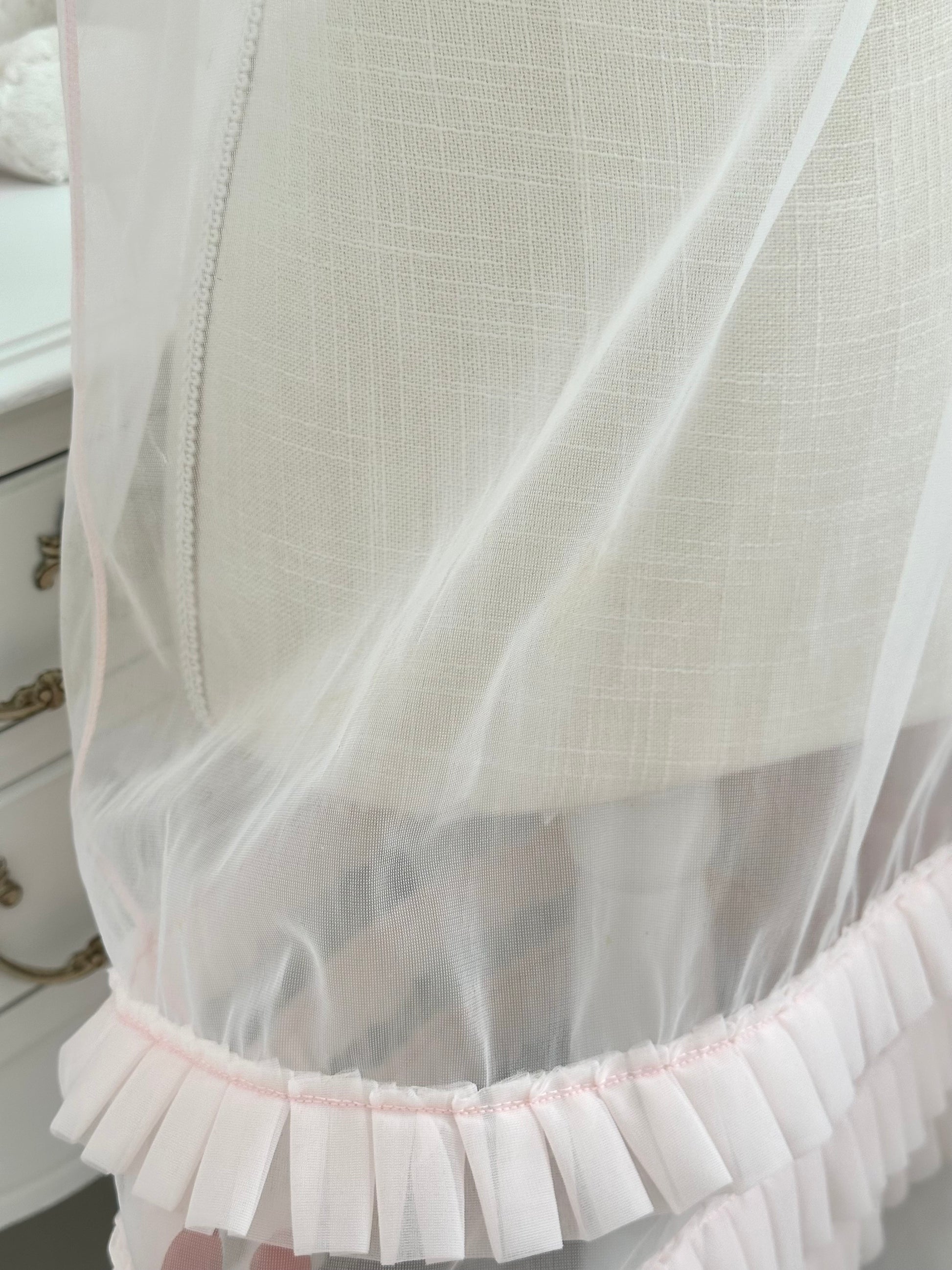Authentic 1950s Pink Sheer Babydoll Slip Dress Size: M