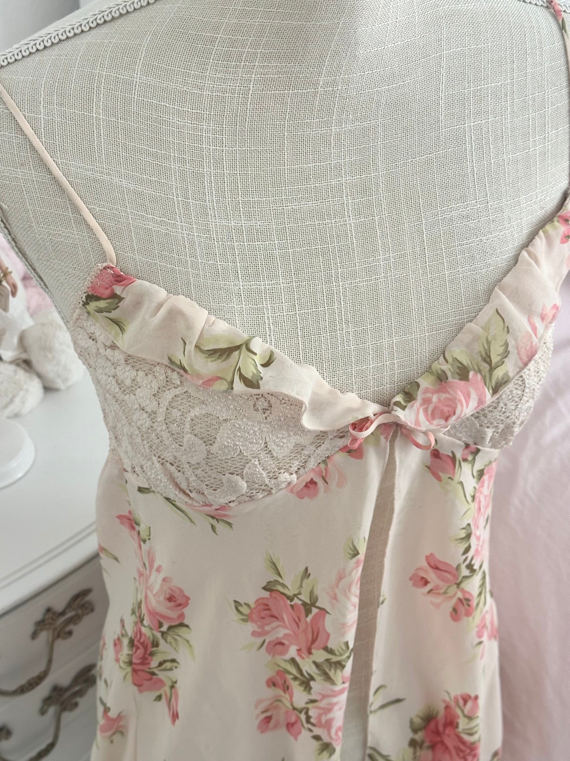 Vintage 2002 Victoria’s Secret Peach Floral Sheer Open-Front Babydoll Top Size: XS