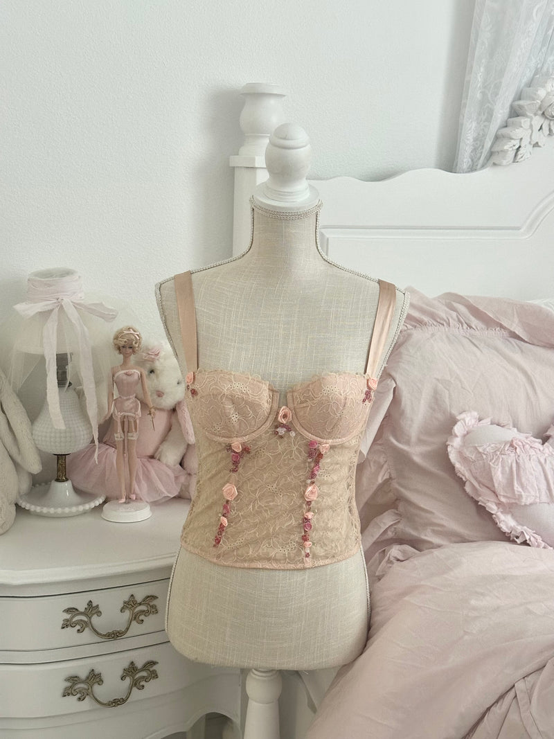 Vintage 2004 Victoria’s Secret Angels Peach Lace Corset Top Size 34B
