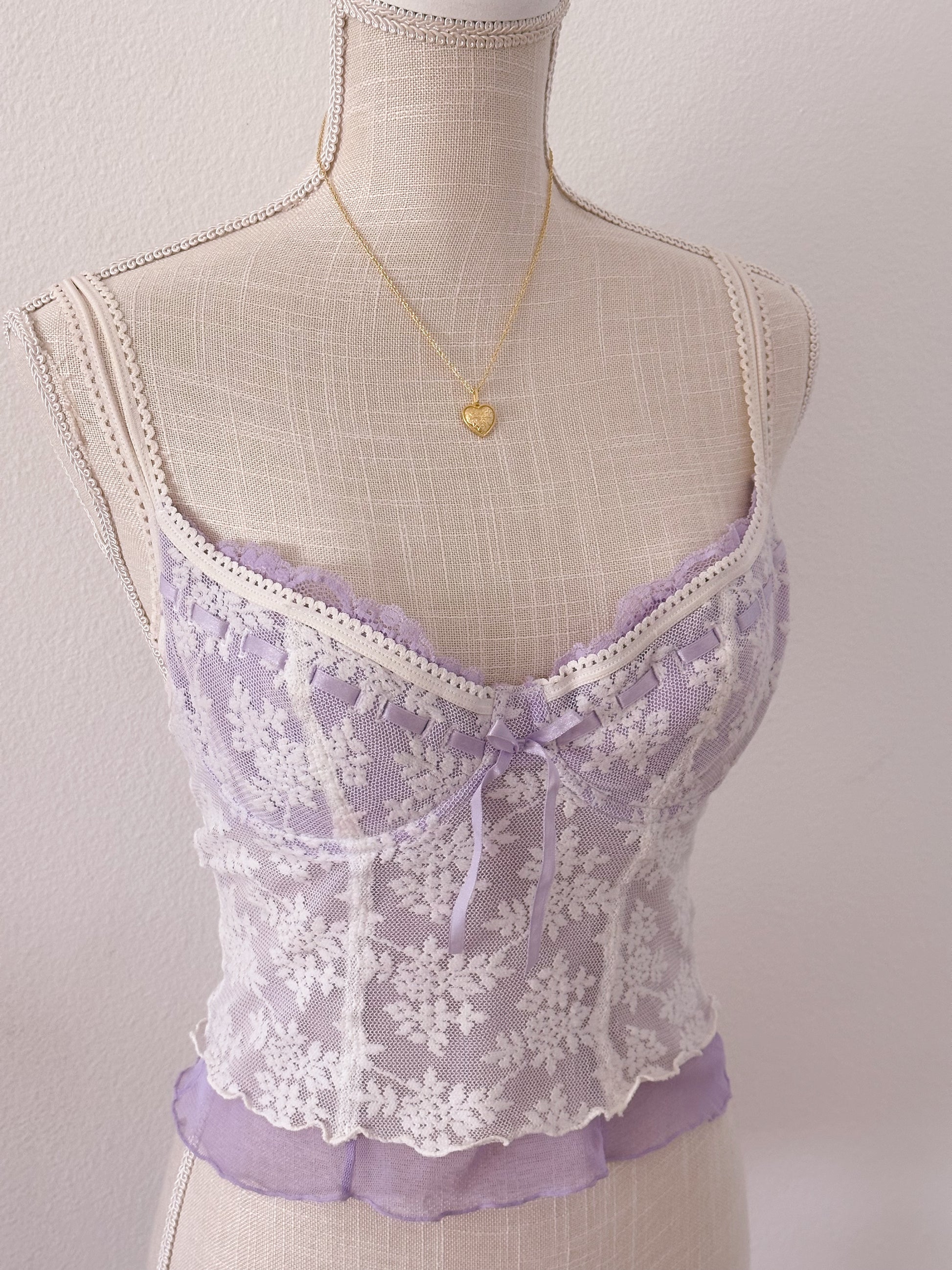 Vintage 90s purple lace corset bustier top size: 34 C