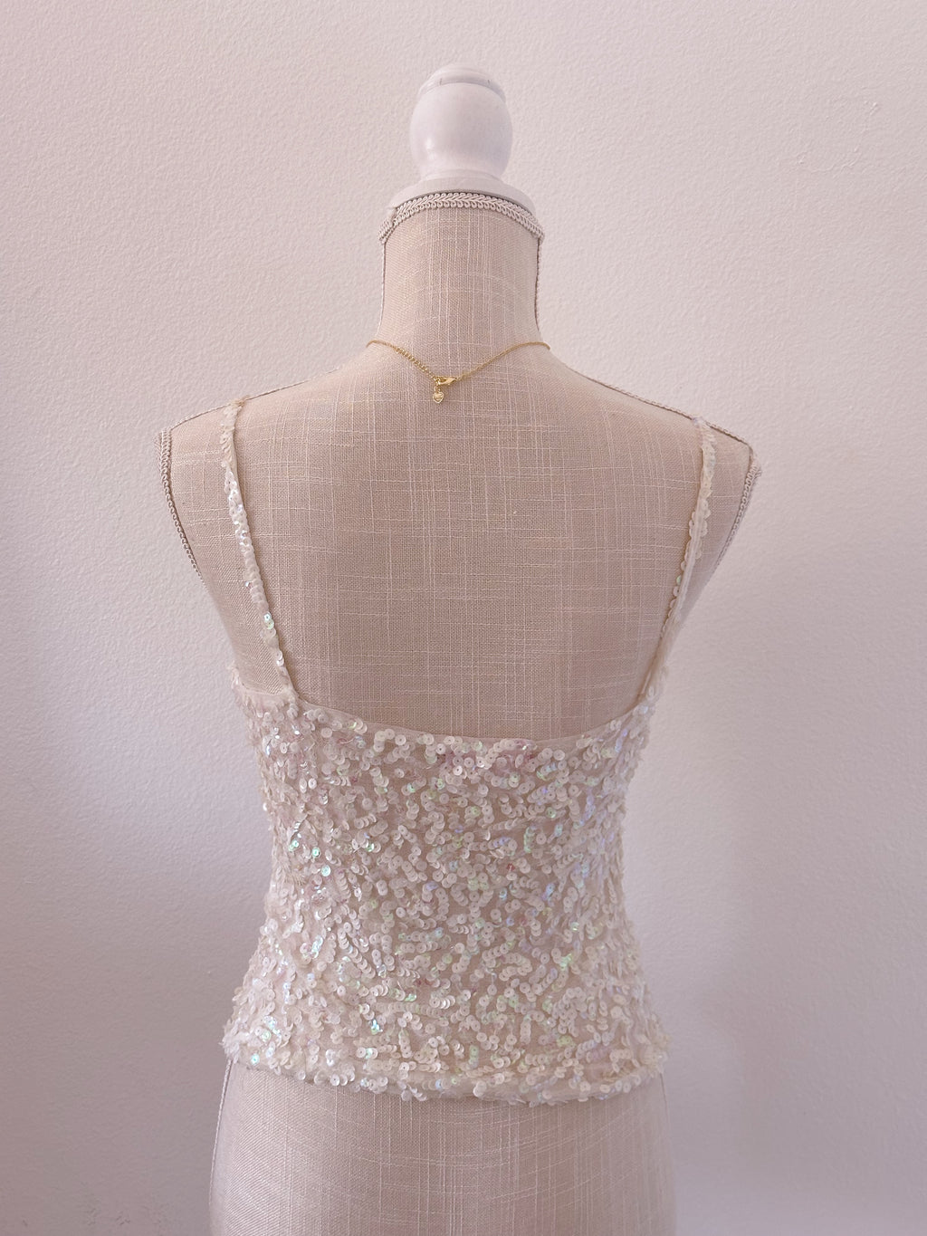 Vintage white sequin cami top