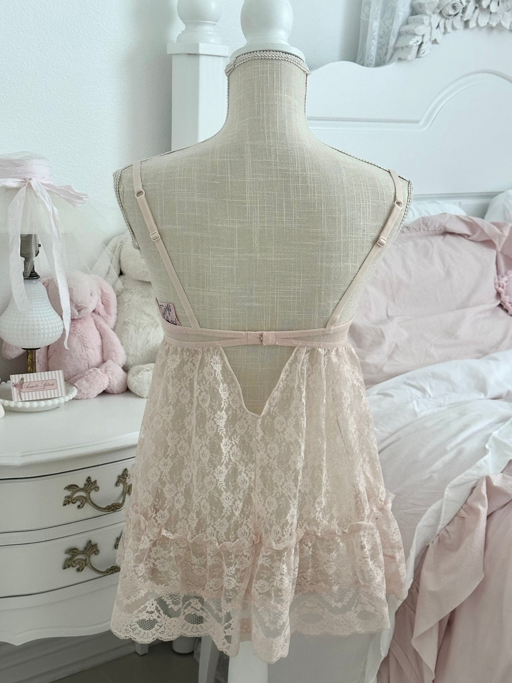 Vintage 2008 Victoria’s Secret Pink Lace Babydoll Top Size: 34C