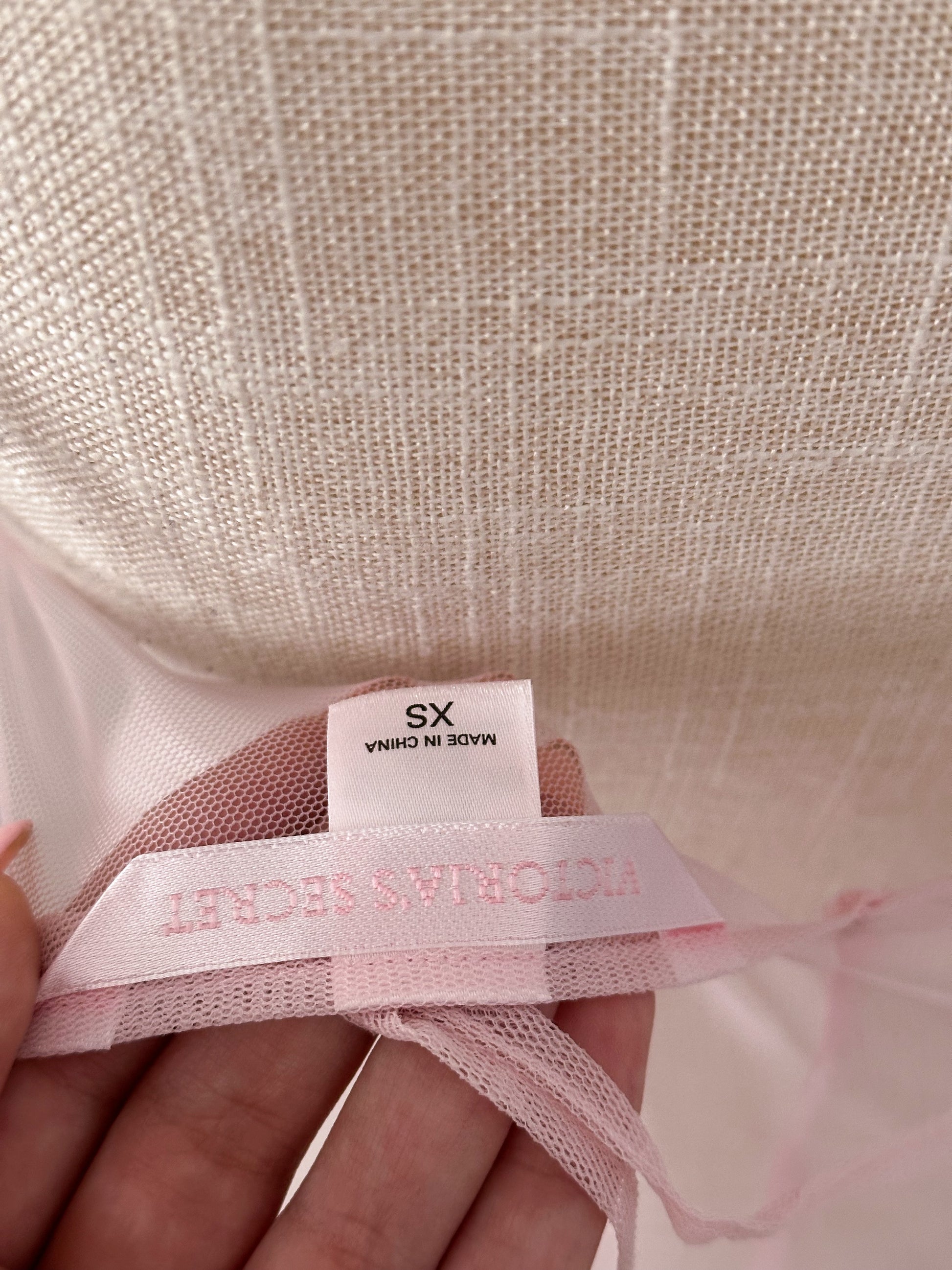 Vintage Victoria's Secret pink sheer baby doll slip set dress size: xs