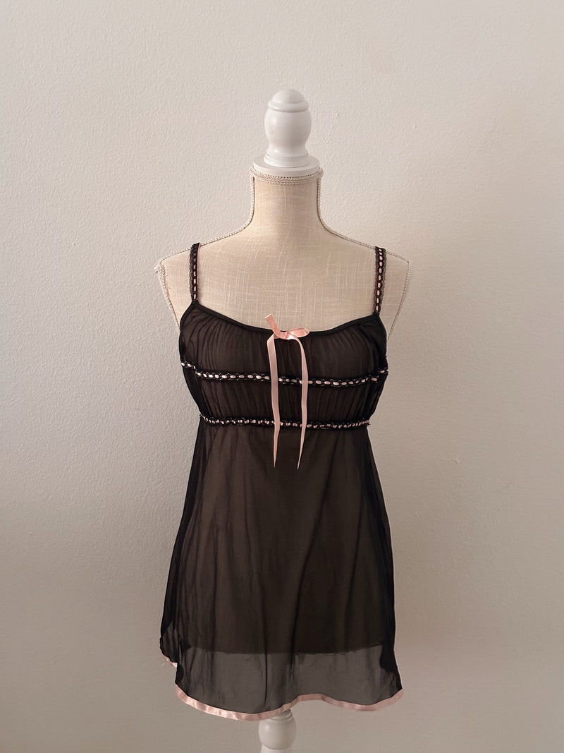 Victoria's Secret black milkmaid slip dress cami top