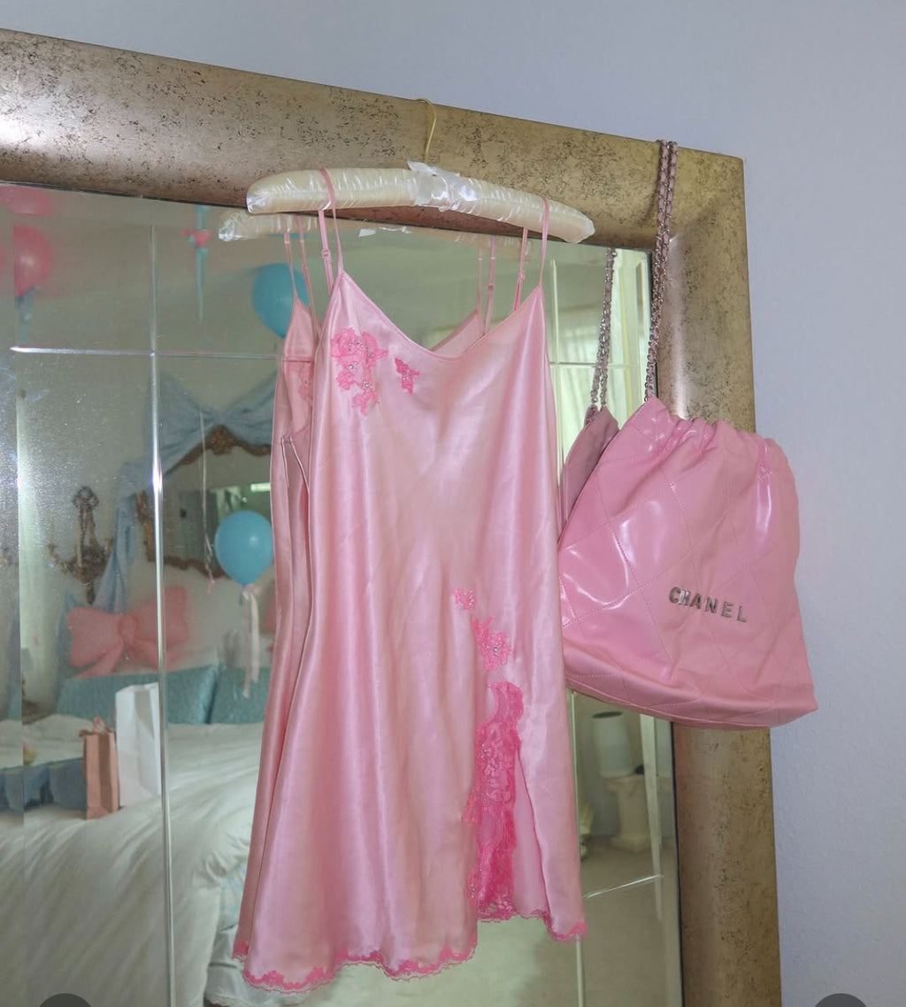 Vintage Victoria's Secret pink fashion show slip dress